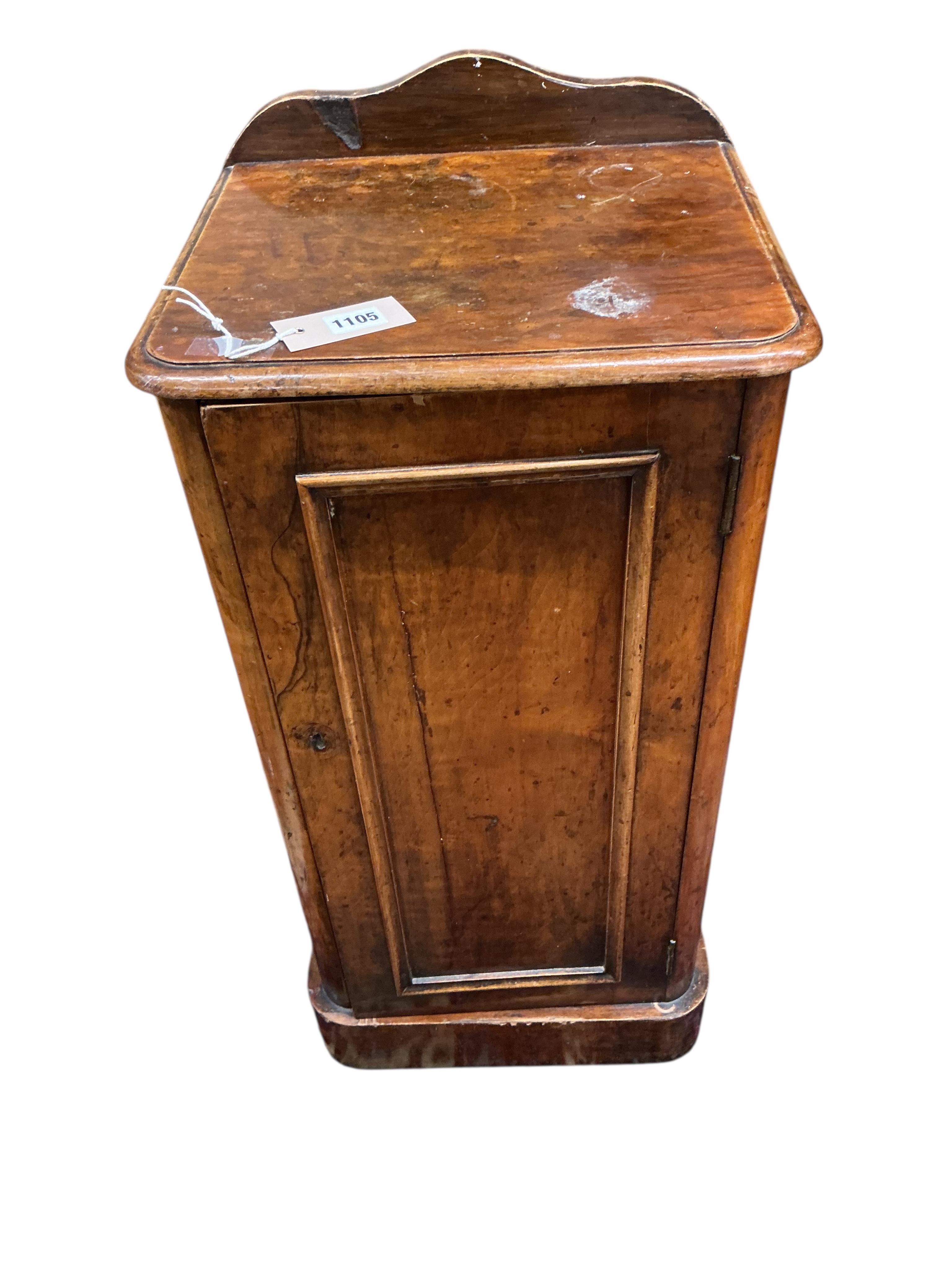 A Victorian mahogany bedside cupboard, width 37cm, depth 32cm, height 80cm